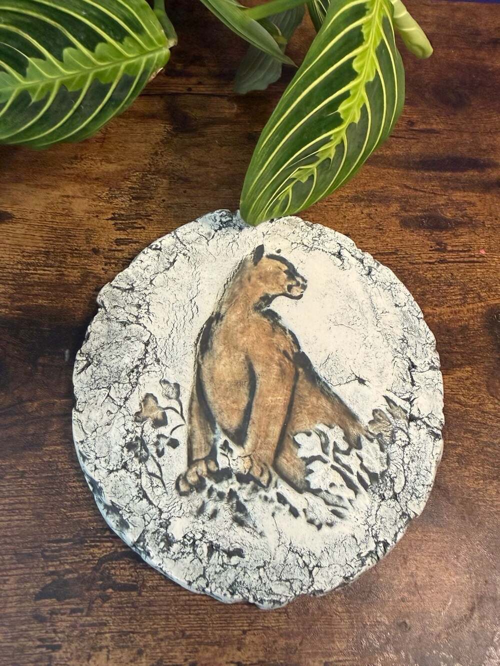 Vintage Stan Langtwait 'Shapes in Clay' Mount St. Helens Ash Cougar Wall Plaque
